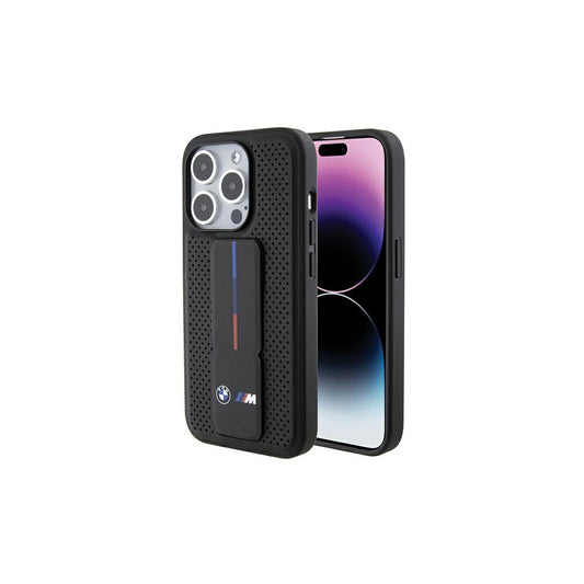 BMW BMHCP15LGSPPRK iPhone 15 Pro 6.1 készülékhez kemény tok Grip Stand Smooth & Perforated fekete -  iPhone 15 Pro Max tok a Domshop kínálatából