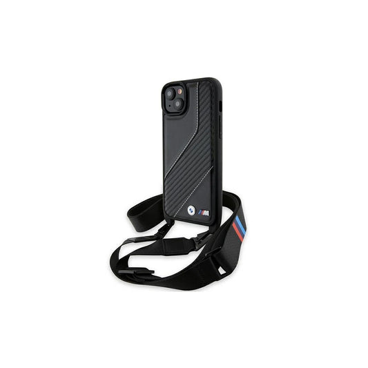 BMW BMHCP15M23PSCCK iPhone 15 Plus / 14 Plus 6.7” készülékhez merev tok M Edition Carbon Stripe & Stra fekete -  iPhone 14 Plus/15Plus tok a Domshop kínálatából