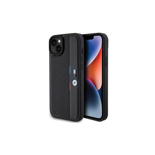 BMW BMHCP15M23PUPVK iPhone 15 Plus / 14 Plus 6.7” készülékhez kemény tok Perforated Tricolor Line fekete -  iPhone 14 Plus/15Plus tok a Domshop kínálatából