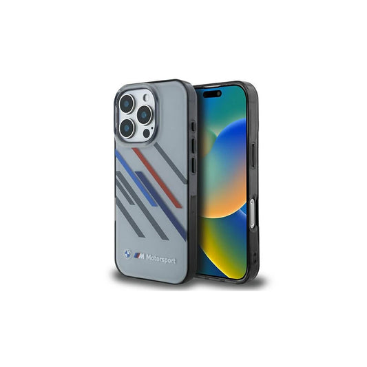 BMW BMHCP16L23HTRAG iPhone 16 Pro 6.3" készülékhez kemény tok Motorsport IML Random Stripes szürke -  iPhone 16 Pro tok a Domshop kínálatából