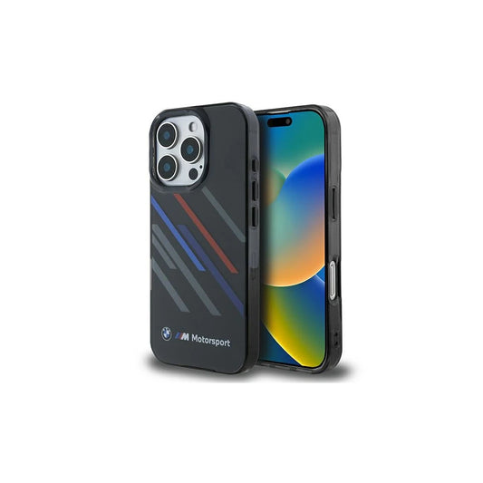 BMW BMHCP16L23HTRAK iPhone 16 Pro készülékhez 6.3" kemény tok Motorsport IML Random Stripes fekete -  iPhone 16 Pro tok a Domshop kínálatából