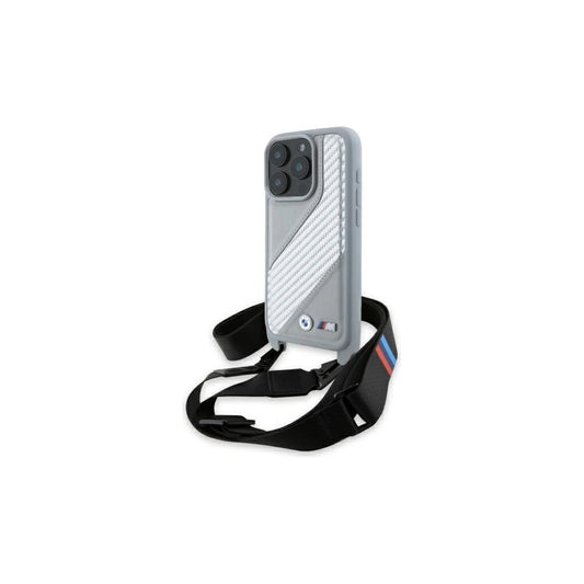 BMW BMHCP16L23PSCCG iPhone 16 Pro 6.3 készülékhez kemény tok M Edition Carbon Stripe & Strap szürke -  iPhone 16 Pro tok a Domshop kínálatából