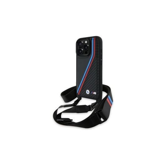 BMW BMHCP16L23PSVTK iPhone 16 Pro 6.3 készülékhez kemény tok M Edition Carbon Tricolor Lines & Strap fekete -  iPhone 16 Pro tok a Domshop kínálatából