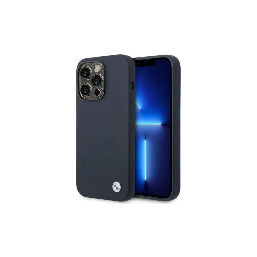BMW BMHMP14XSILNA iPhone 14 Pro Max 6.7" készülékhez Silicone Metal Logo MagSafe tok, tengerészkék -  iPhone 14 Pro Max tok a Domshop kínálatából