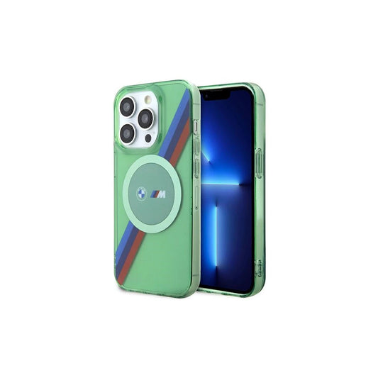 BMW BMHMP15LHDTN iPhone 15 Pro 6.1 készülékhez zöld kemény tok M Tricolor Stripes MagSafe -  iPhone 15 Pro tok a Domshop kínálatából