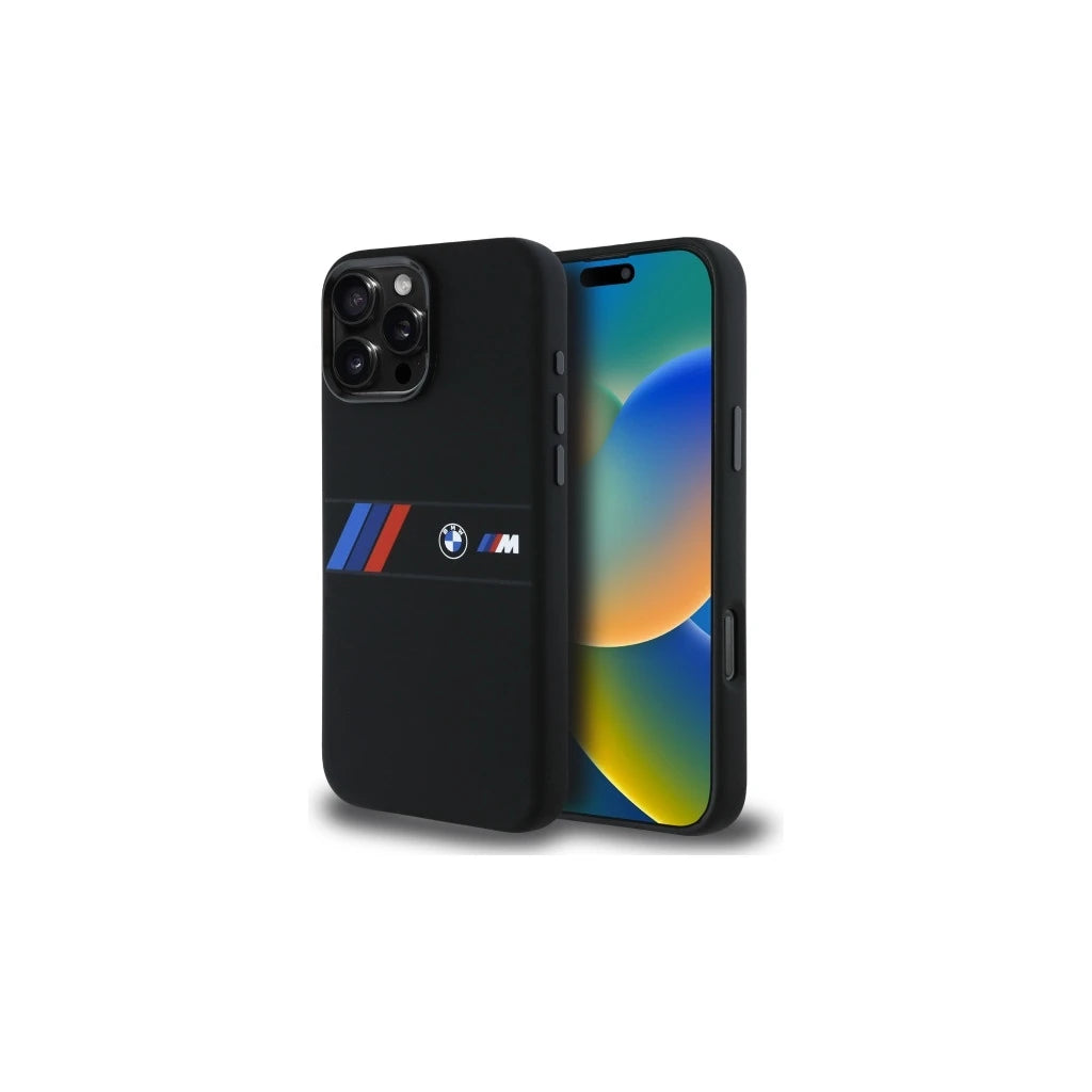 BMW BMHMP16X23SAXK iPhone 16 Pro Max 6.9" készülékhez Silicone Middle Stripe MagSafe fekete tok -  iPhone 16 Pro Max tok a Domshop kínálatából