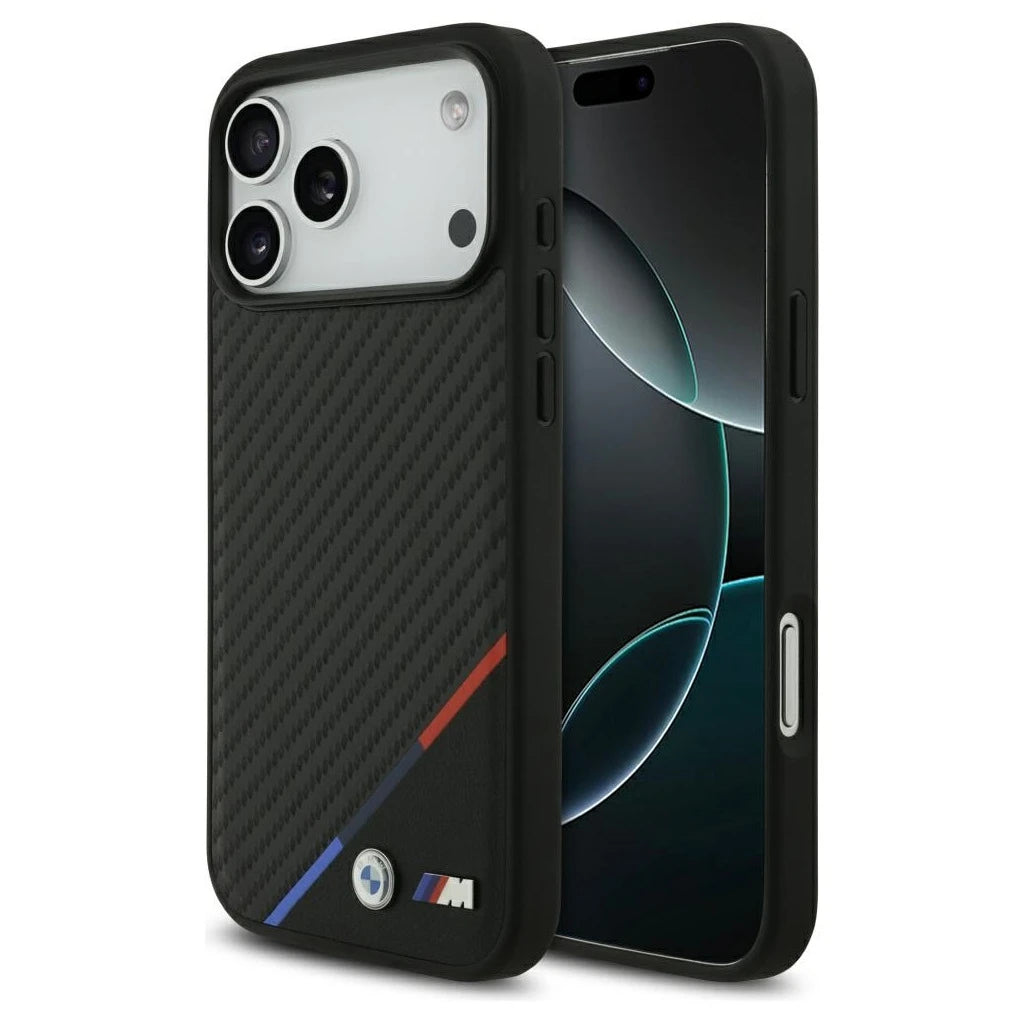 BMW M Carbon Tricolor Line MagSafe iPhone 17 Pro Max készülékhez tok fekete -  iPhone 17 Pro Max tok a Domshop kínálatából