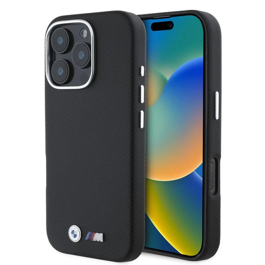 BMW M PU Kevlar Metal Logo tok iPhone 16 Pro Max készülékhez fekete -  iPhone 16 Pro Max tok a Domshop kínálatából