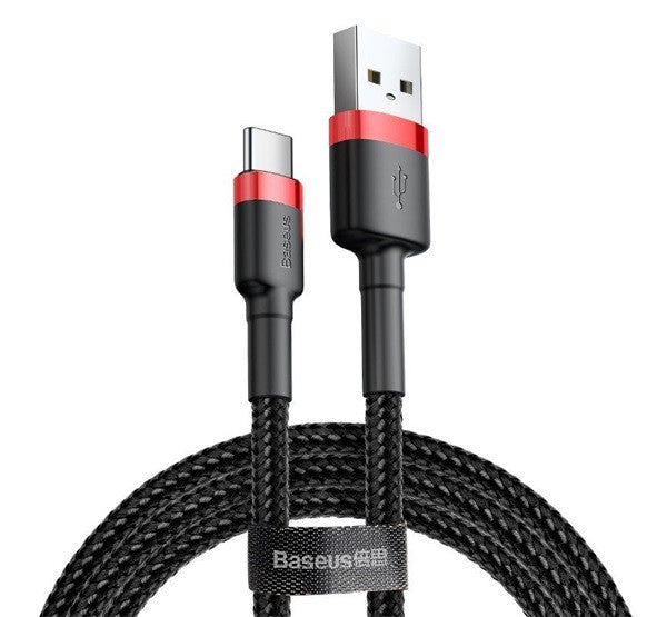 Baseus Cafule USB-USB-C kábel 2A, 3m, piros/fekete -  USB-C kábel a Domshop kínálatából