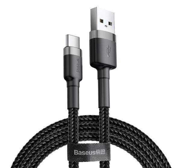 Baseus Cafule USB / USB-C töltő- és adatkábel, 2m, szürke/fekete -  USB-C kábel a Domshop kínálatából