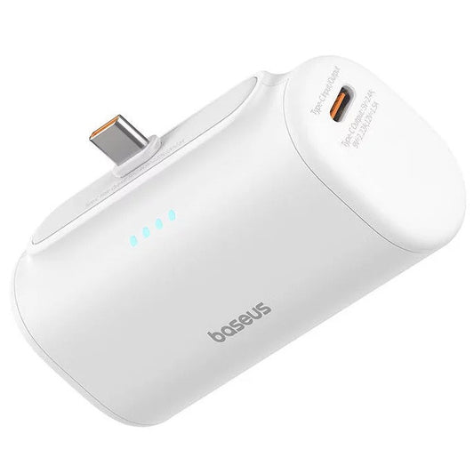 Baseus Compact powerbank / külső akkumulátor USB-C csatlakozóval, 5000mAh, PD, 20W, fehér -  Power Bank a Domshop kínálatából