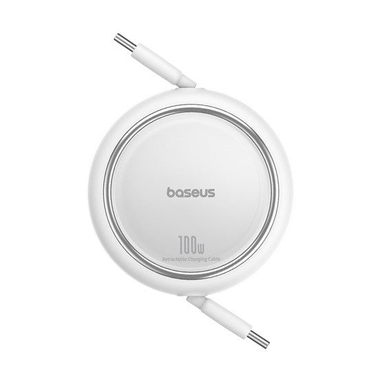 Baseus Free2Draw Mini USB-C töltő-és adatkábel, kihúzható, automata behúzó funkcióval, 100W, 1m, fehér -  USB-C kábel a Domshop kínálatából