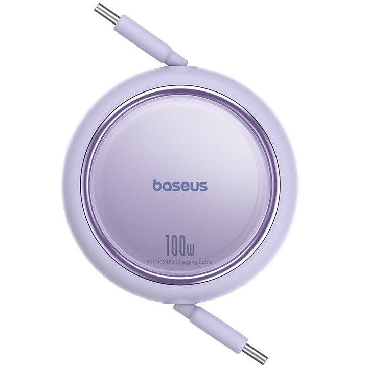 Baseus Free2Draw Mini USB-C töltő-és adatkábel, kihúzható, automata behúzó funkcióval, 100W, 1m, lila -  USB-C kábel a Domshop kínálatából