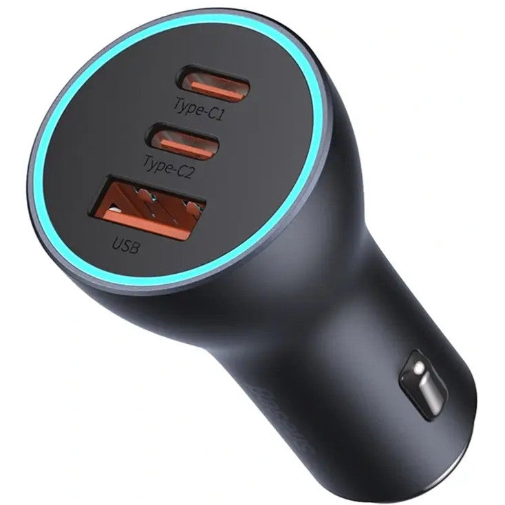 Baseus Golden Contactor Pro Triple 2xUSB-C-USB-A autós töltő, 65W, szürke -  Autós töltő a Domshop kínálatából