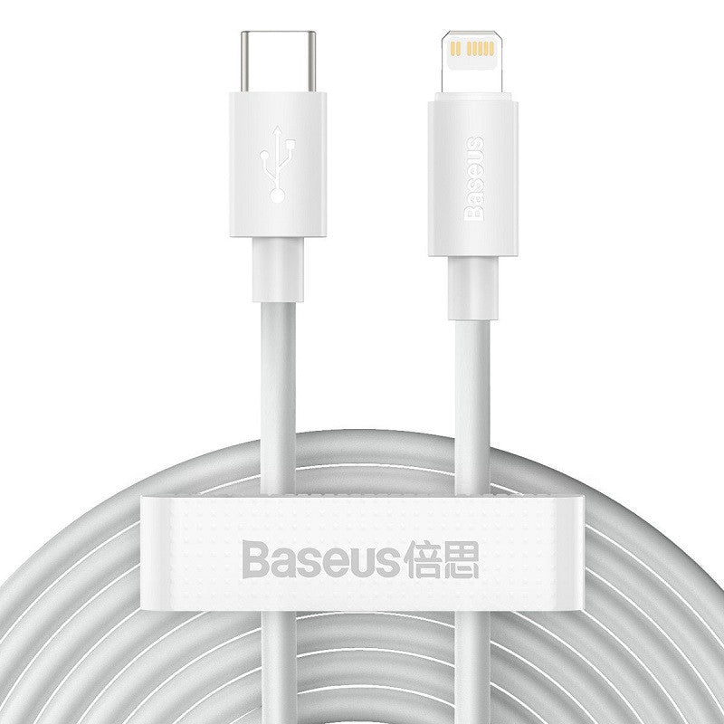 Baseus Simple Wisdom USB-C-Lightning adat/töltőkábel PD, 20W, 1,5m, fehér, 2db -  Lightning kábel a Domshop kínálatából