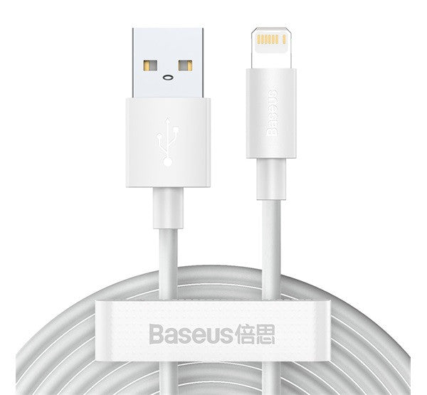 Baseus Simple Wisdom USB / Lightning adat/töltőkábel, 2,4A, 1,5m, Fehér (2db) -  Lightning kábel a Domshop kínálatából