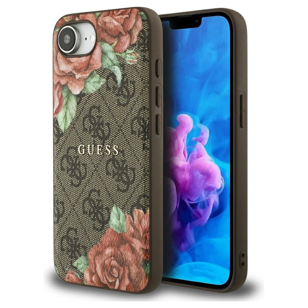 Case Guess 4G Flowers Print MagSafe tok iPhone 16e készülékhez barna -  iPhone 16e tok a Domshop kínálatából