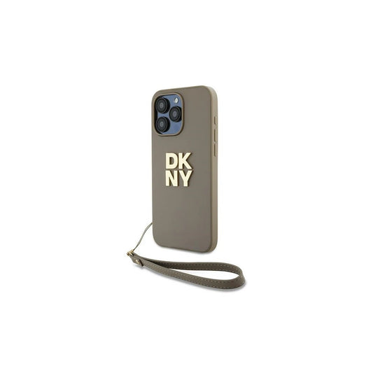 DKNY DKHCP15LPBSWSE iPhone 15 Pro 6.1 hüvelykes készülékhez kemény tok csuklópánttal és gyári logóval bézs -  iPhone 15 Pro tok a Domshop kínálatából