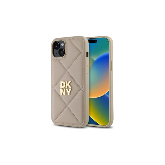 DKNY DKHCP15MPQDSLE iPhone 15 Plus 6.7" készülékhez tok Quilted Stack Logo bézs -  iPhone 14 Plus/15Plus tok a Domshop kínálatából