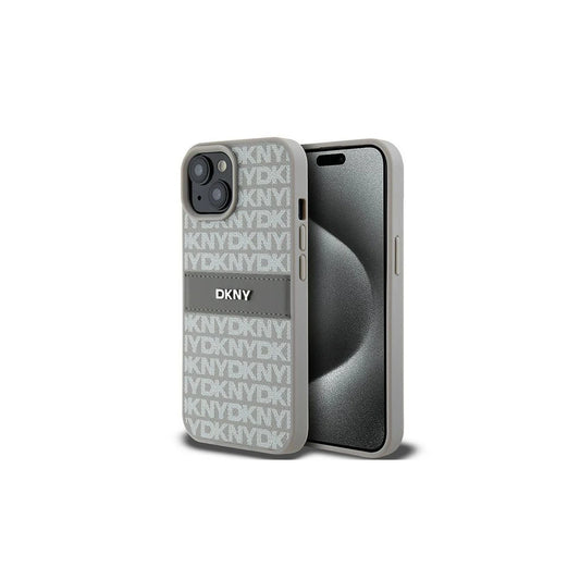DKNY DKHCP15MPRTHSLE iPhone 15 Plus / 14 Plus készülékhez 6.7 hüvelykes kemény tok Leather Mono Stripe & Metal Lo bézs -  iPhone 14 Plus/15Plus tok a Domshop kínálatából