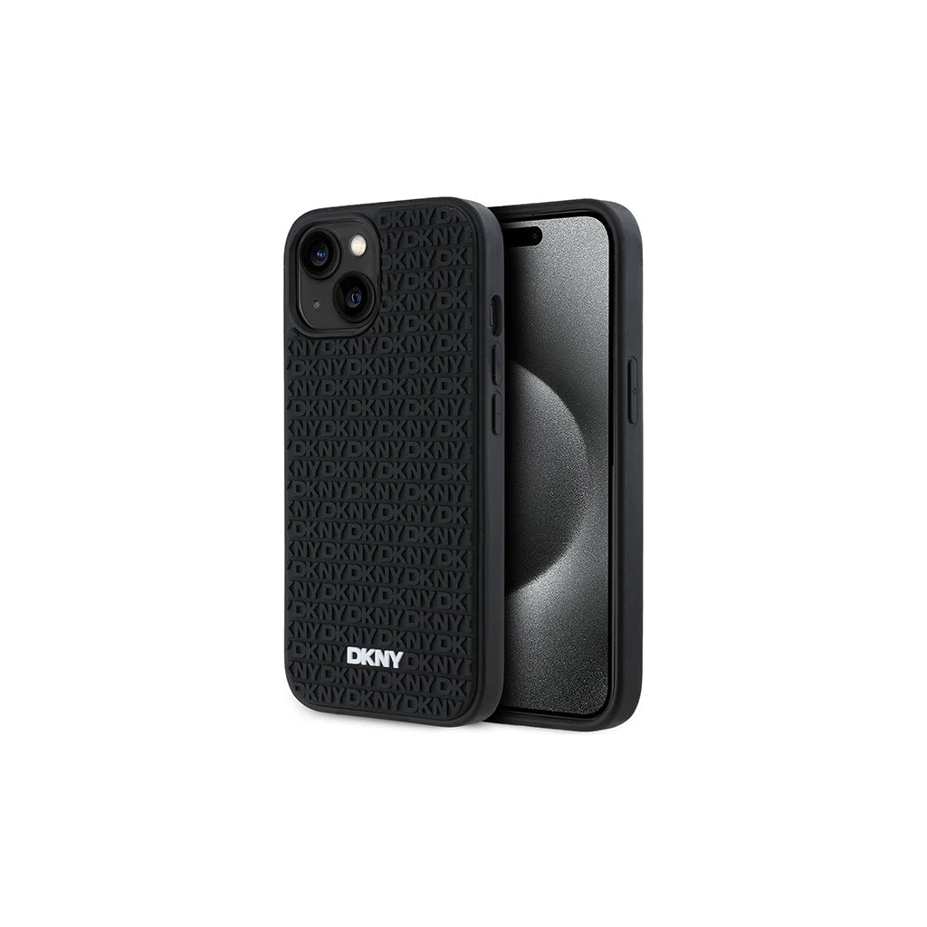 DKNY DKHCP15S3DRPWK iPhone 15 / 14 / 13 6.1" készülékhez kemény tok 3D Rubber Repeat Pattern fekete -  iPhone 13/14/15 tok a Domshop kínálatából