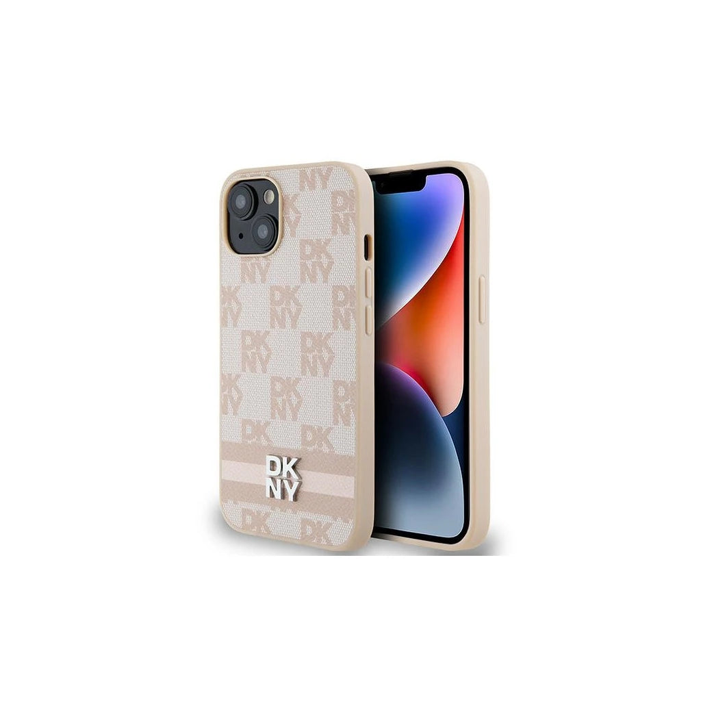 DKNY DKHCP15SPCPTSSP iPhone 15 Plus / 14 Plus készülékhez 6.7 hüvelykes kemény tok Leather Checkered Mono Pattern rózsaszín -  iPhone 14 Plus/15Plus tok a Domshop kínálatából