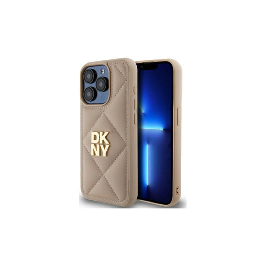 DKNY DKHCP15XPQDSLE iPhone 15 Pro Max 6.7" tok készülékhez Quilted Stack Logo bézs -  iPhone 15 Pro Max tok a Domshop kínálatából