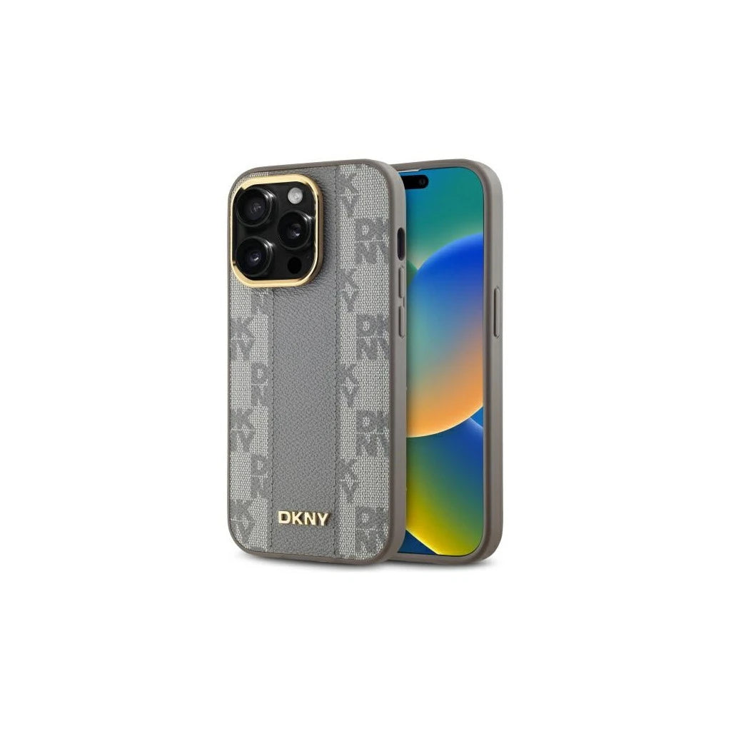 DKNY DKHMP14LPCPVSLE iPhone 14 Pro 6.1 készülékhez tok Leather Checkered Mono Pattern MagSafe bézs -  iPhone 14 Pro tok a Domshop kínálatából