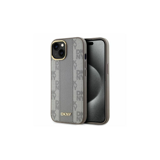DKNY DKHMP14SPCPVSLE iPhone 14 6.1" készülékhez kemény tok Leather Checkered Mono Pattern MagSafe bézs -  iPhone 14 Pro tok a Domshop kínálatából