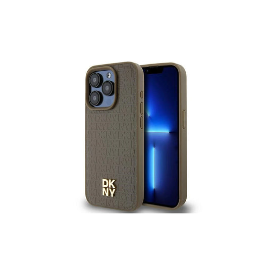 DKNY DKHMP14XPSHRPSW iPhone 14 Pro Max 6.7" készülékhez kemény tok Leather Pattern Metal Logo MagSafe barna -  iPhone 14 Pro Max tok a Domshop kínálatából