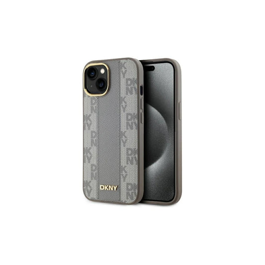 DKNY DKHMP15MPCPVSLE iPhone 15 Plus 6.7" készülékhez Leather Checkered Mono Pattern MagSafe kemény tok bézs -  iPhone 14 Plus/15Plus tok a Domshop kínálatából
