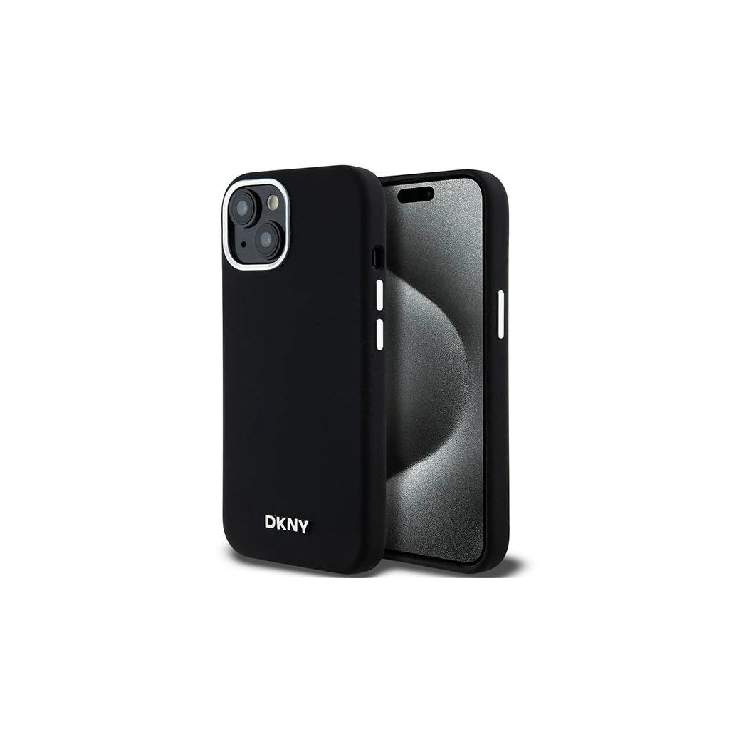 DKNY DKHMP15SSMCHLK iPhone 15 / 14 / 13 készülékhez 6.1" Liquid Silicone kemény tok Small Metal Logo MagSafe fekete -  iPhone 13/14/15 tok a Domshop kínálatából