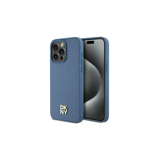 DKNY DKHMP15XPSHRPSB iPhone 15 Pro Max készülékhez 6,7 inch kemény tok bőr monogram minta fém logó Ma kék -  iPhone 15 Pro Max tok a Domshop kínálatából