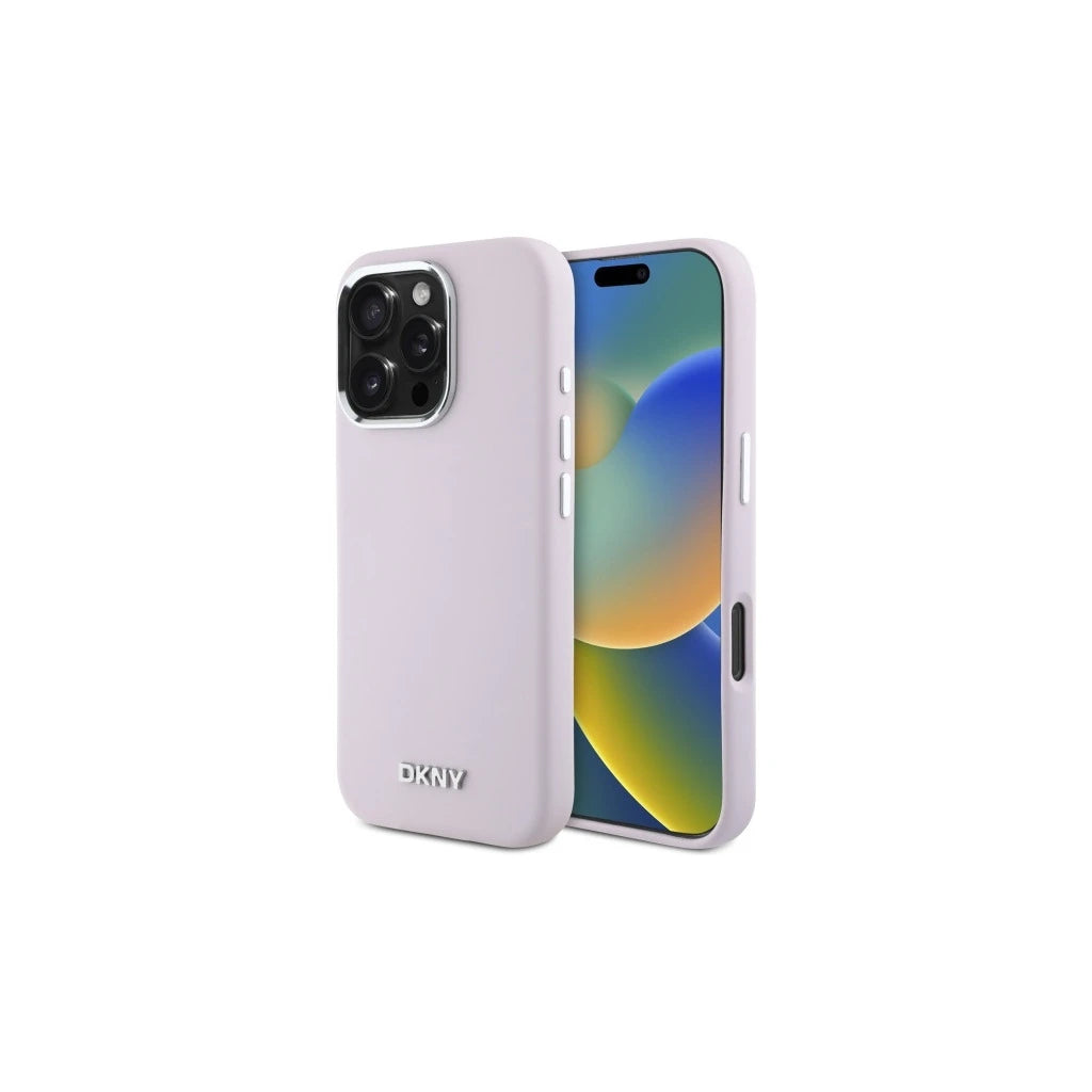 DKNY DKHMP16LSMCHLP iPhone 16 Pro 6.3 készülékhez kemény tok Liquid Silicone kis fém logó MagSa, rózsaszín -  iPhone 16 Pro tok a Domshop kínálatából