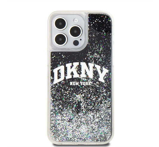 DKNY Liquid Glitter Arch Logo iPhone 13 Pro hátlap tok, fekete -  iPhone 13 Pro tok a Domshop kínálatából