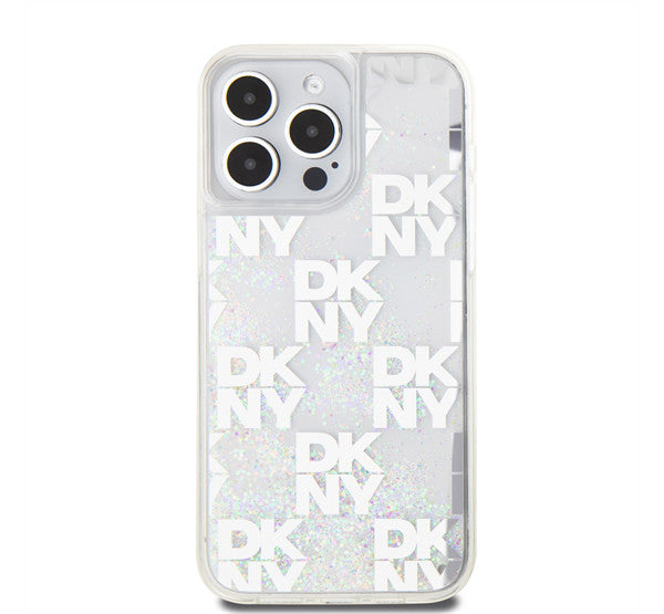DKNY Liquid Glitter Checkered Pattern iPhone 15 Pro Max hátlap tok, átlátszó -  iPhone 15 Pro Max tok a Domshop kínálatából