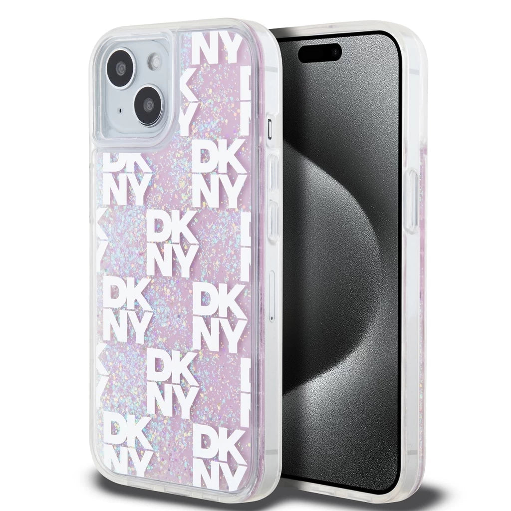 DKNY Liquid Glitter Checkered Pattern tok iPhone 15 készülékhez rózsaszín -  iPhone 15 tok a Domshop kínálatából