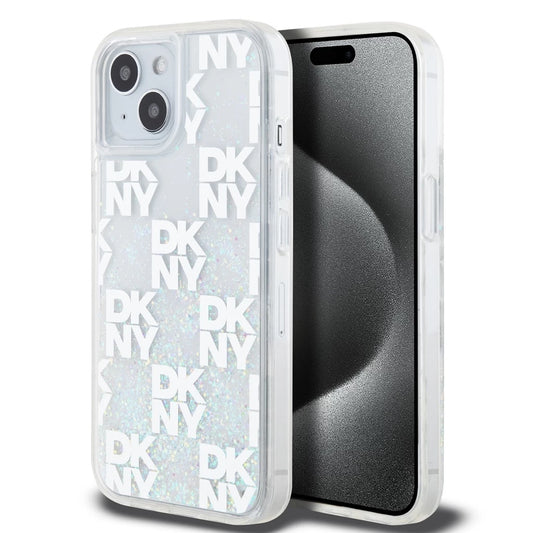 DKNY Liquid Glitter Checkered Pattern tok iPhone 15 készülékhez átlátszó -  iPhone 15 tok a Domshop kínálatából
