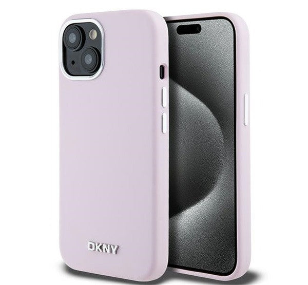 DKNY Liquid Silicone Small Metal Logo Apple iPhone 15 Plus / 14 Plus Magsafe hátlap tok, rózsaszín, DKHMP15MSMCHLP -  iPhone 15 Plus tok a Domshop kínálatából