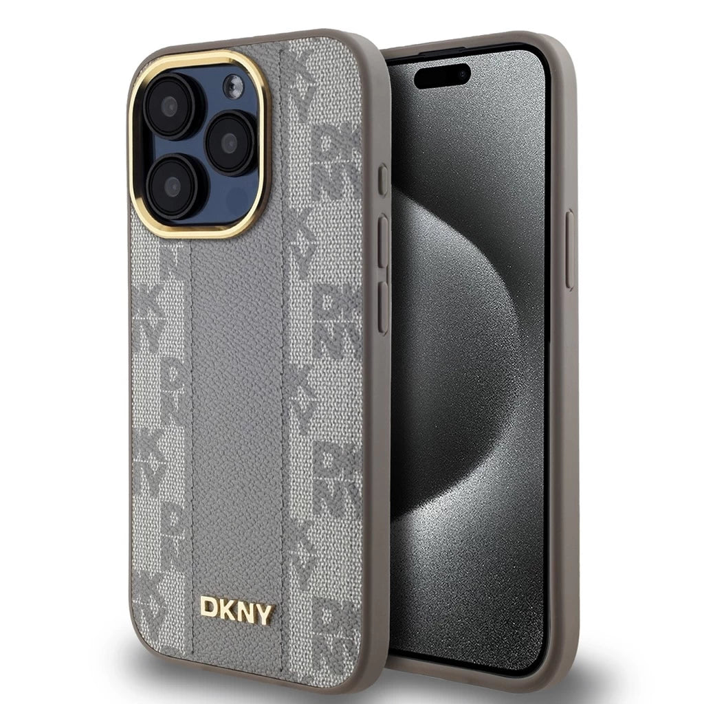 DKNY PU Leather Checkered Pattern Magsafe tok iPhone 15 Pro készülékhez bézs -  iPhone 15 Pro tok a Domshop kínálatából