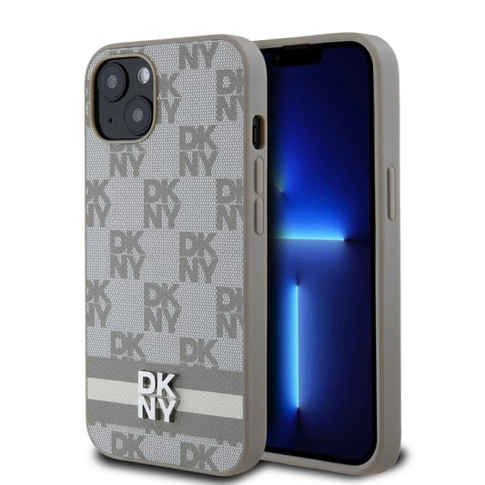 DKNY PU Leather Checkered Pattern and Stripe tok az iPhone 13 készülékhez bézs -  iPhone 13/14 tok a Domshop kínálatából