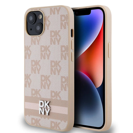 DKNY PU Leather Checkered Pattern and Stripe tok iPhone 13 készülékhez rózsaszín -  iPhone 13/14 tok a Domshop kínálatából