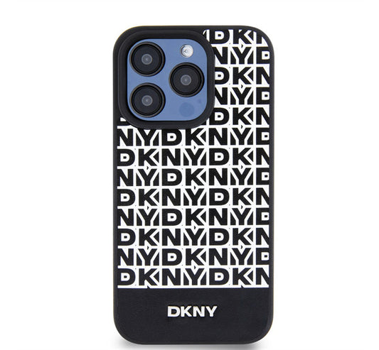 DKNY PU Leather Repeat Pattern Bottom Stripe iPhone 15 Pro Max hátlap tok, fekete -  iPhone 15 Pro Max tok a Domshop kínálatából