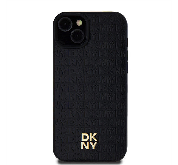 DKNY PU Leather Repeat Pattern Stack Logo Apple iPhone 15 Plus Magsafe kompatibilis hátlap tok, fekete -  iPhone 15 Plus tok a Domshop kínálatából