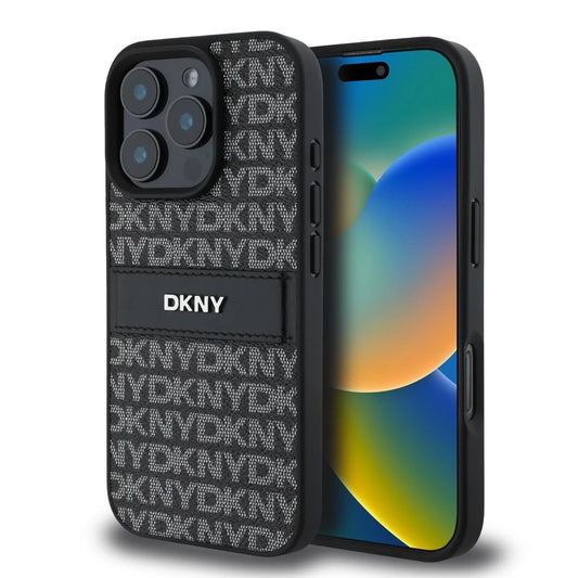 DKNY PU Leather Repeat Pattern Tonal Stripe tok az iPhone 16 Pro Max készülékhez fekete -  iPhone 16 Pro Max tok a Domshop kínálatából