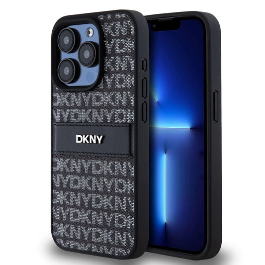 DKNY PU Leather Repeat Pattern Tonal Stripe tok iPhone 15 Pro Max készülékhez fekete -  iPhone 15 Pro Max tok a Domshop kínálatából