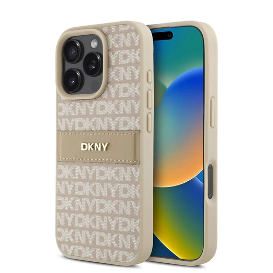 DKNY PU Leather Repeat Pattern Tonal Stripe tok iPhone 16 Pro Max készülékhez rózsaszín -  iPhone 16 Pro Max tok a Domshop kínálatából