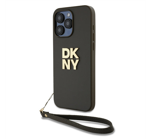 DKNY PU Leather Stack Logo Apple iPhone 15 Pro hátlap tok csuklópánttal, barna -  iPhone 15 Pro tok a Domshop kínálatából