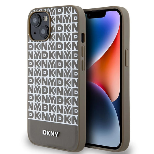 DKNY PU bőr Repeat Pattern Bottom Stripe MagSafe tok iPhone 15 készülékhez barna -  iPhone 15 tok a Domshop kínálatából