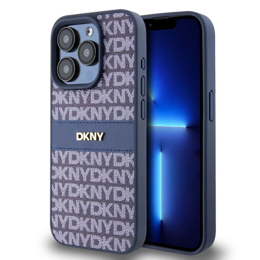 DKNY PU bőr Repeat Pattern Tonal Stripe tok iPhone 15 Pro Max készülékhez kék -  iPhone 15 Pro Max tok a Domshop kínálatából